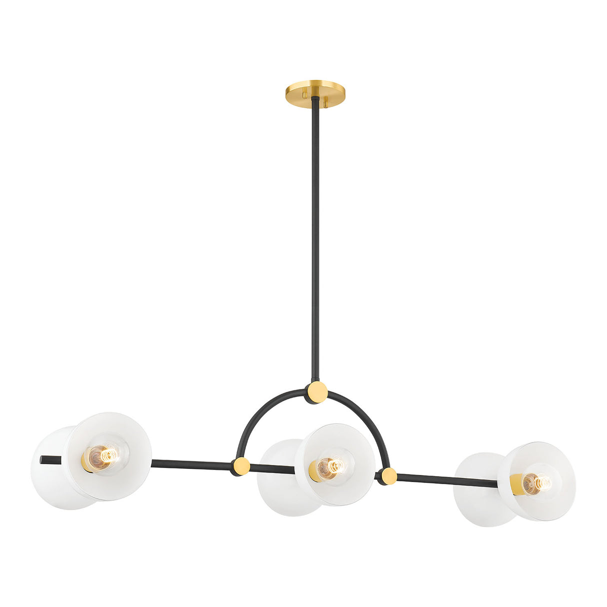 Penrose 6 Light Linear Chandelier 43", Aged Brass and Textured Black