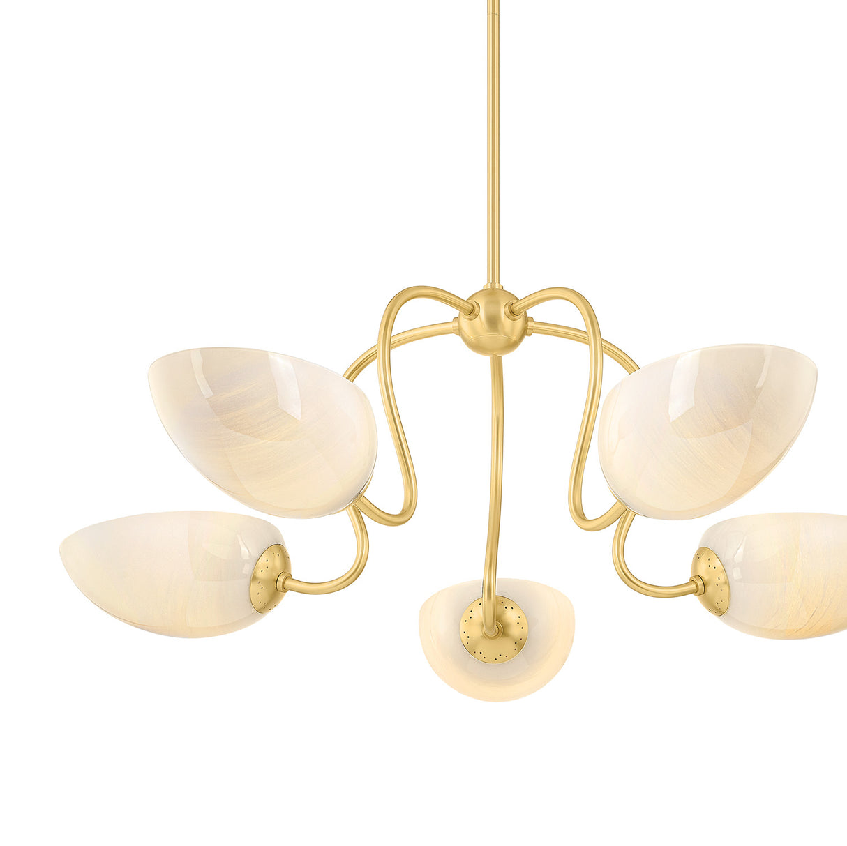 Calliope 5 Light Chandelier 34", Aged Brass