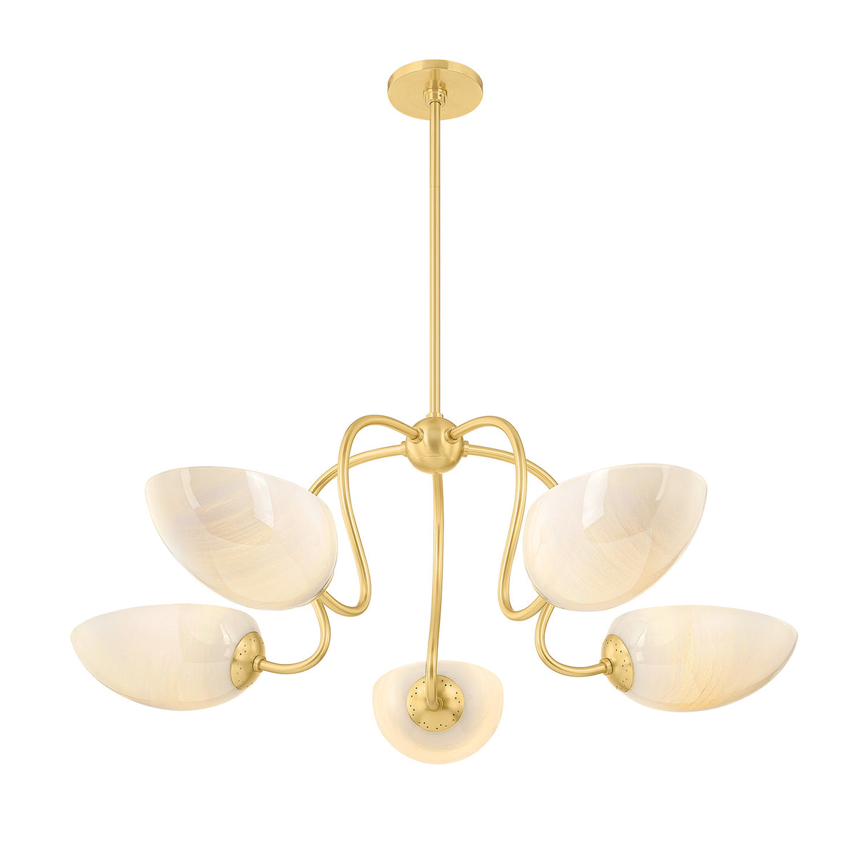 Calliope 5 Light Chandelier 34", Aged Brass