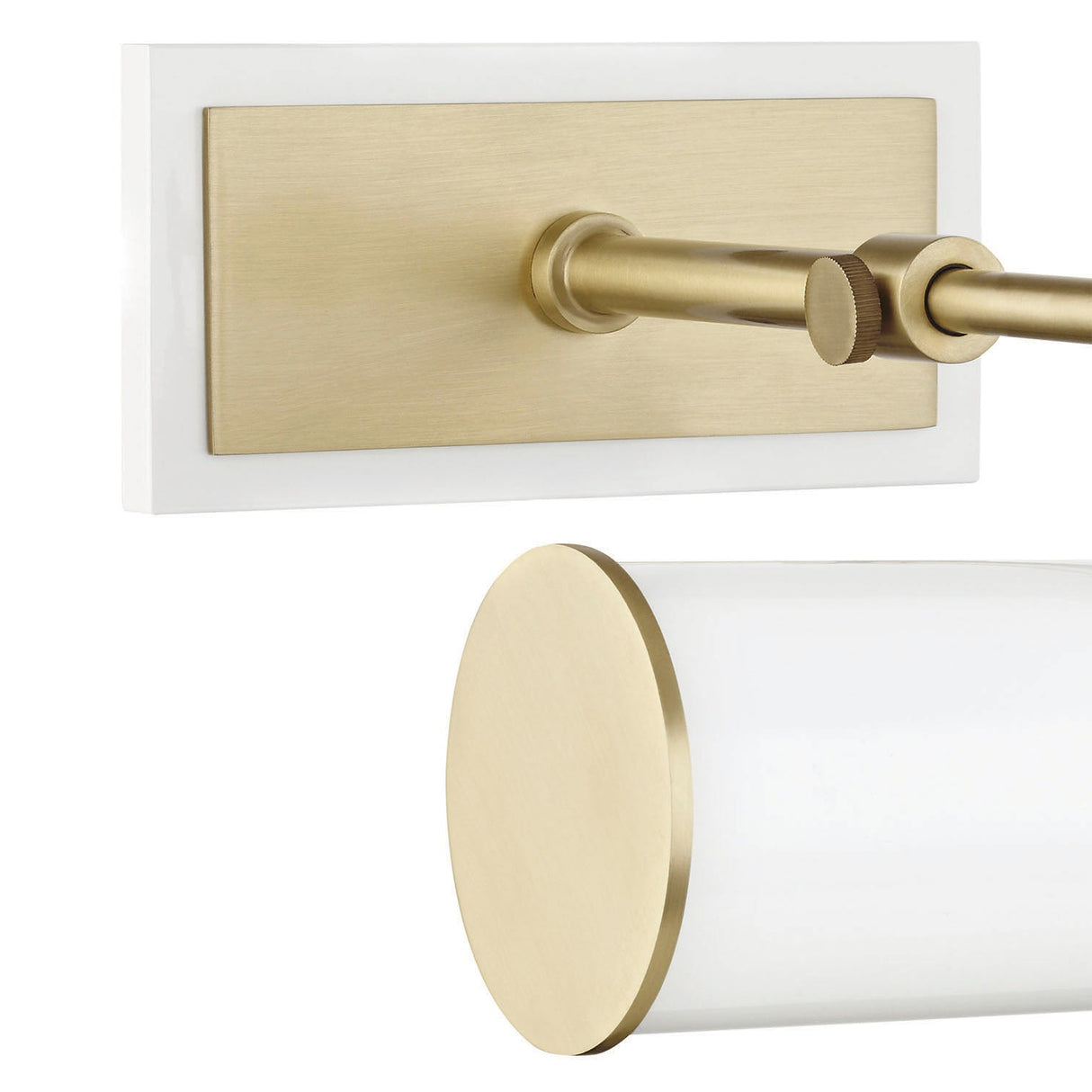 Judy Small Picture Light 8", Aged Brass and White