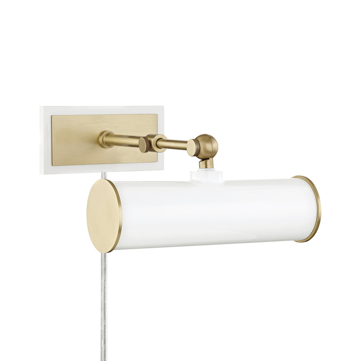 Judy Small Picture Light 8", Aged Brass and White