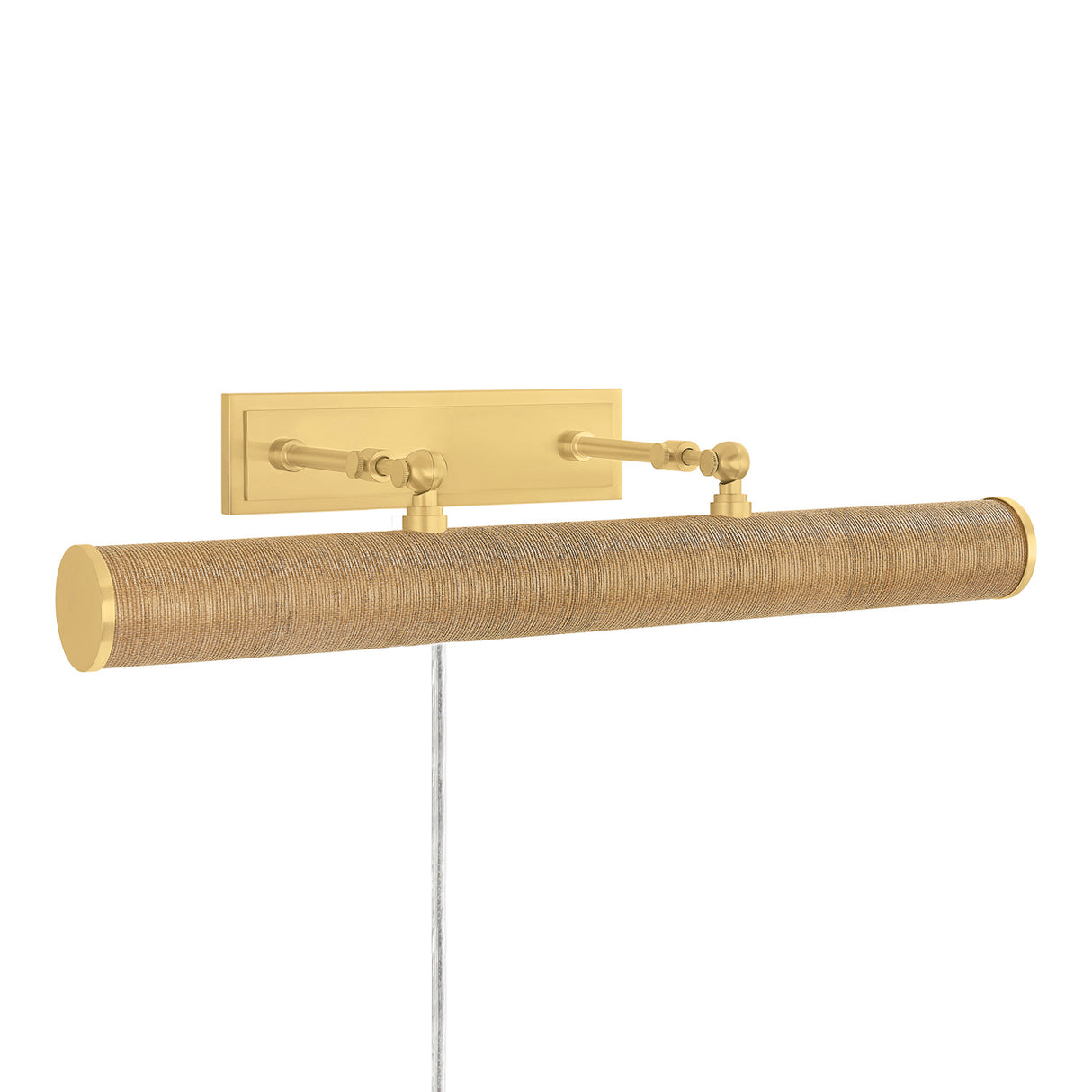 Judy Large Picture Light 24", Aged Brass and Grasscloth