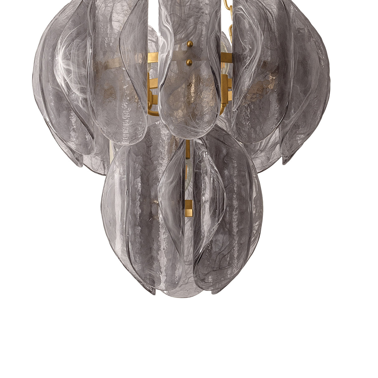 Vivian Chandelier 24", Gold Leaf and Smoke Glass