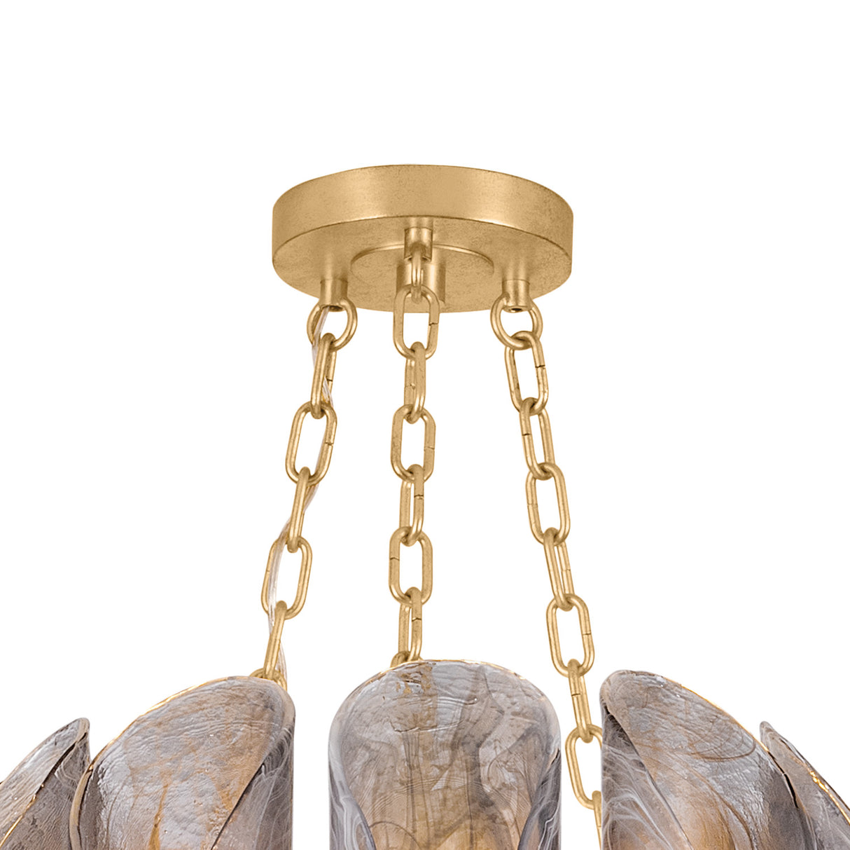 Vivian Chandelier 24", Gold Leaf and Smoke Glass