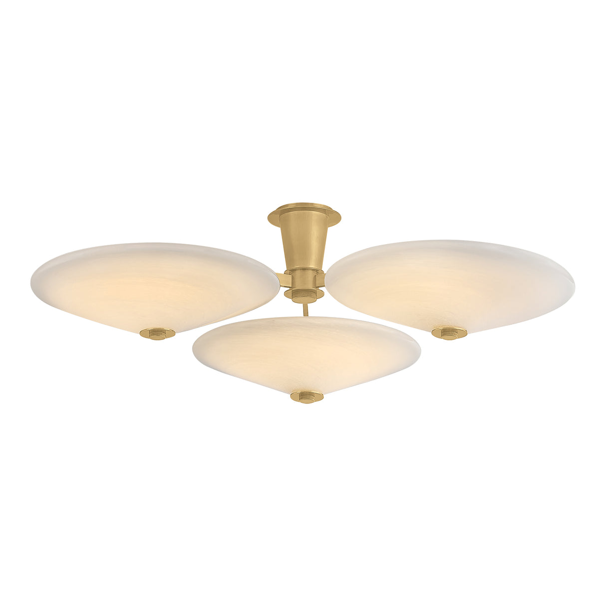 Imogen LED 3 Light Flush Mount 45", Vintage Brass and Opal Glass