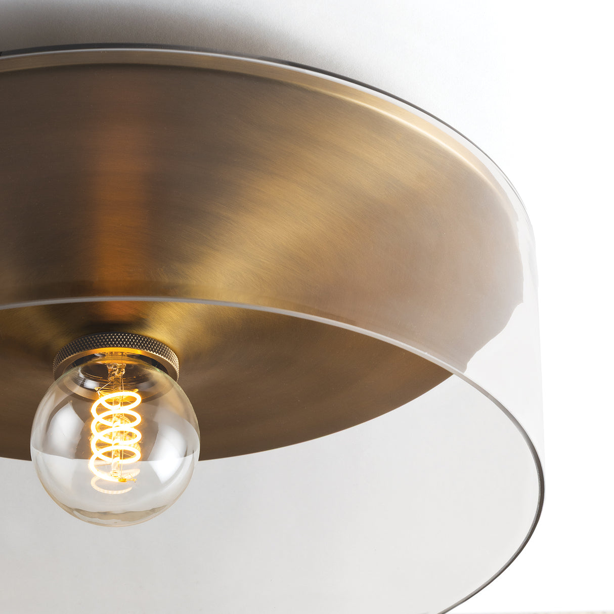 Carlo Flush Mount 16", Patina Brass and Clear Glass