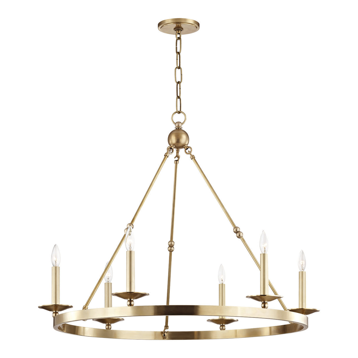 William 6 Light Ring Chandelier 36", Aged Brass