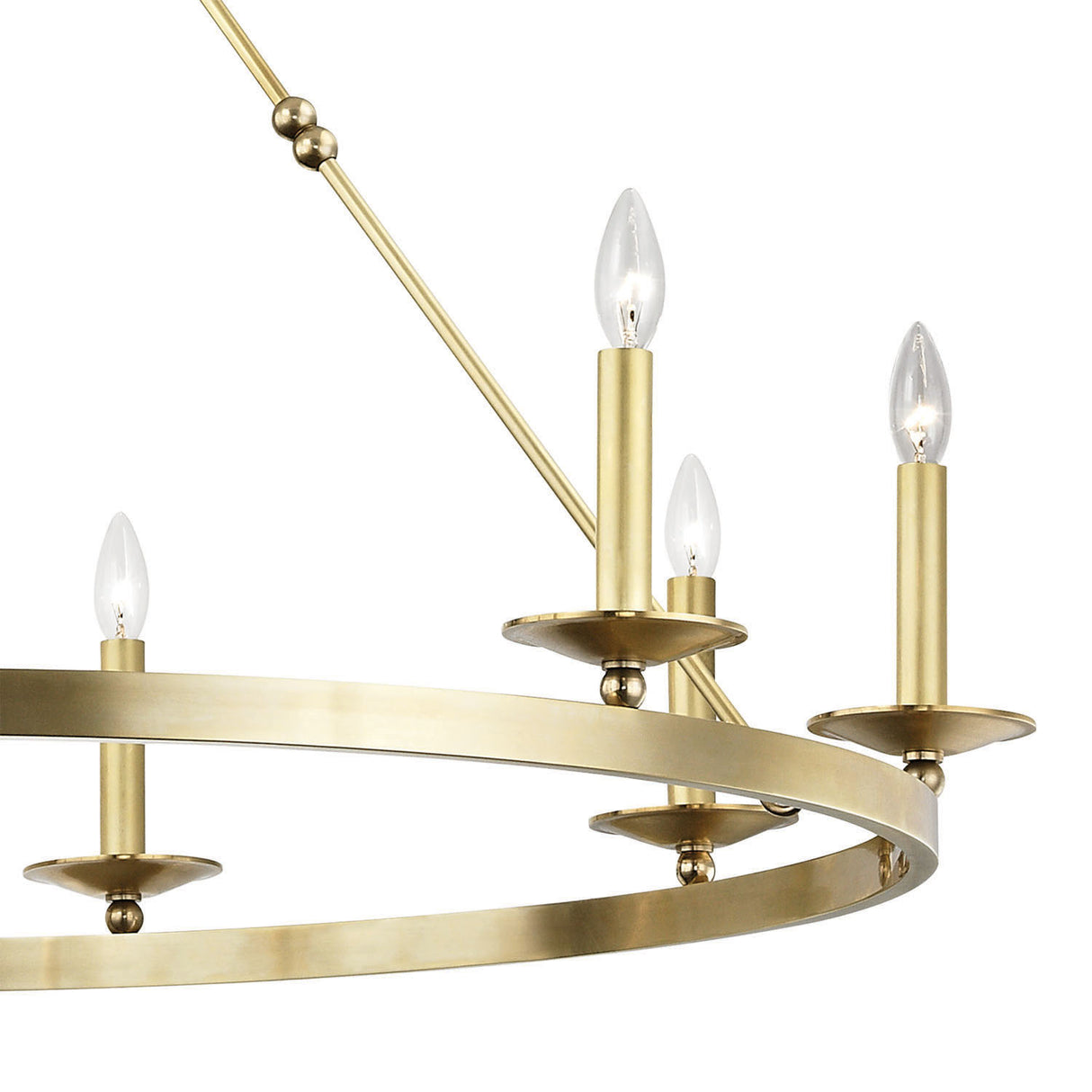 William 9 Light Ring Chandelier 46", Aged Brass