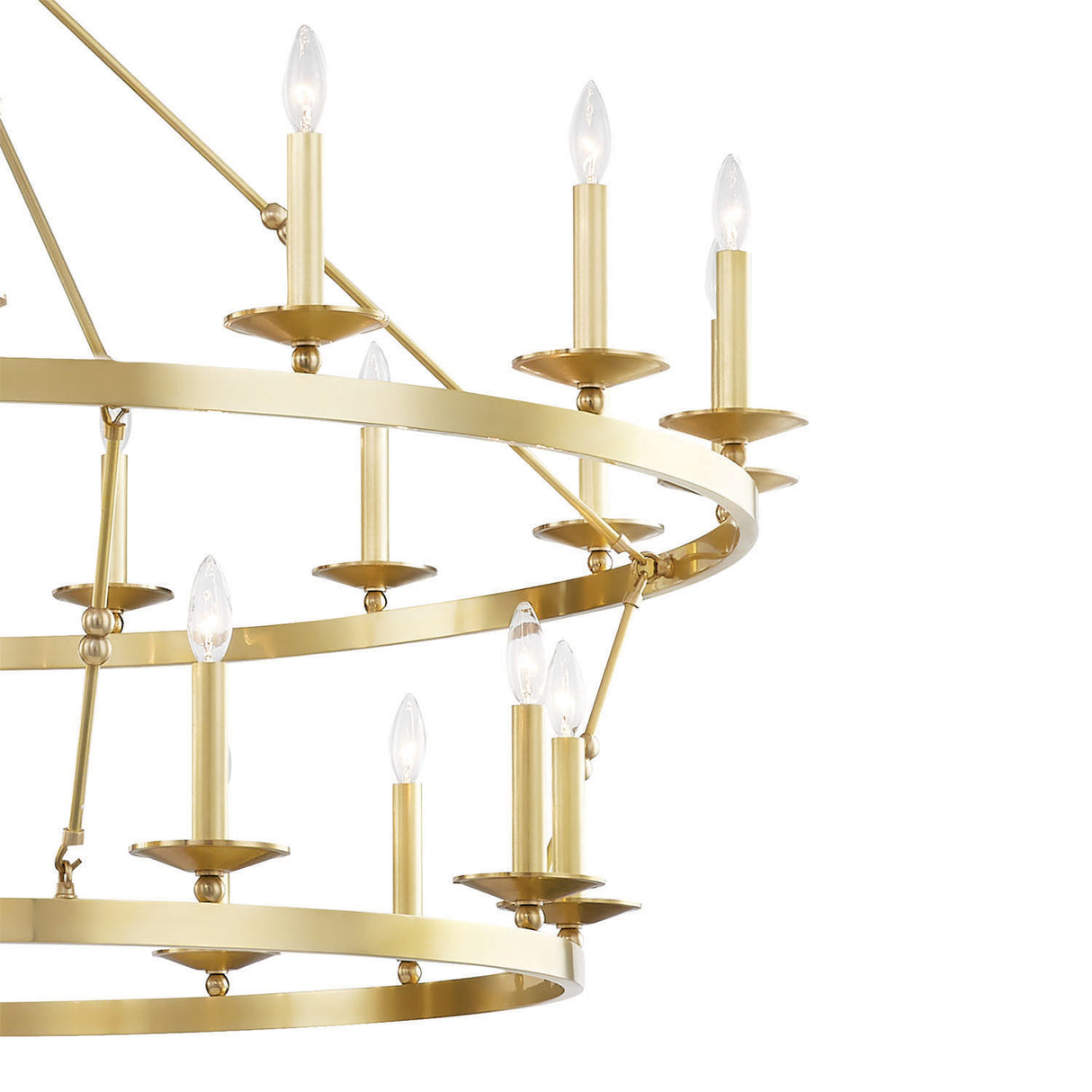 William 28 Light Two-Tier Ring Chandelier 58", Aged Brass