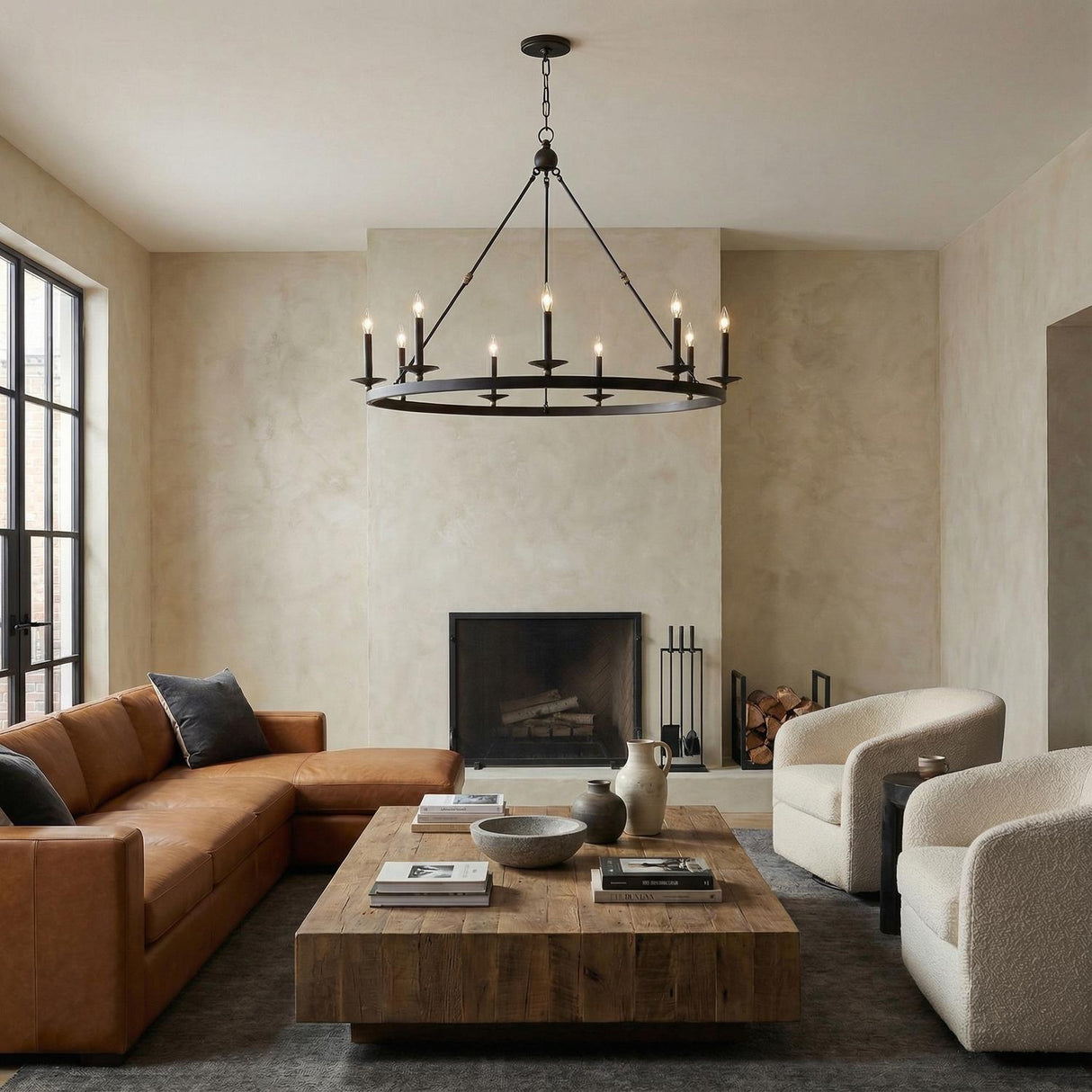 William 9 Light Ring Chandelier 46", Old Bronze