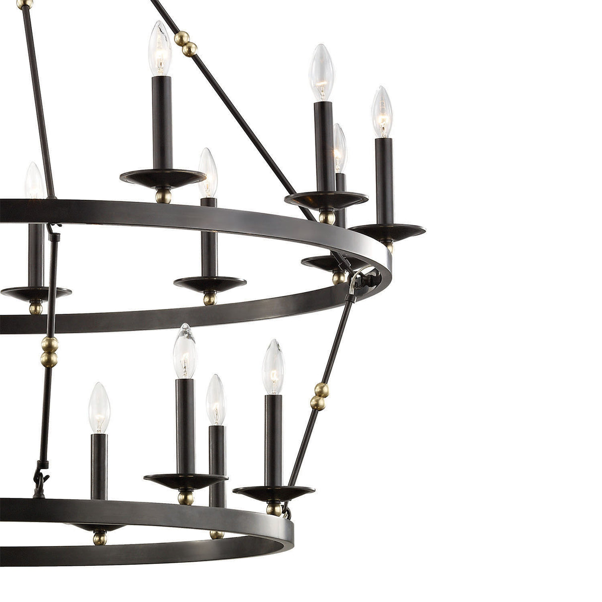 William Two-Tier Ring Chandelier 47", Old Bronze