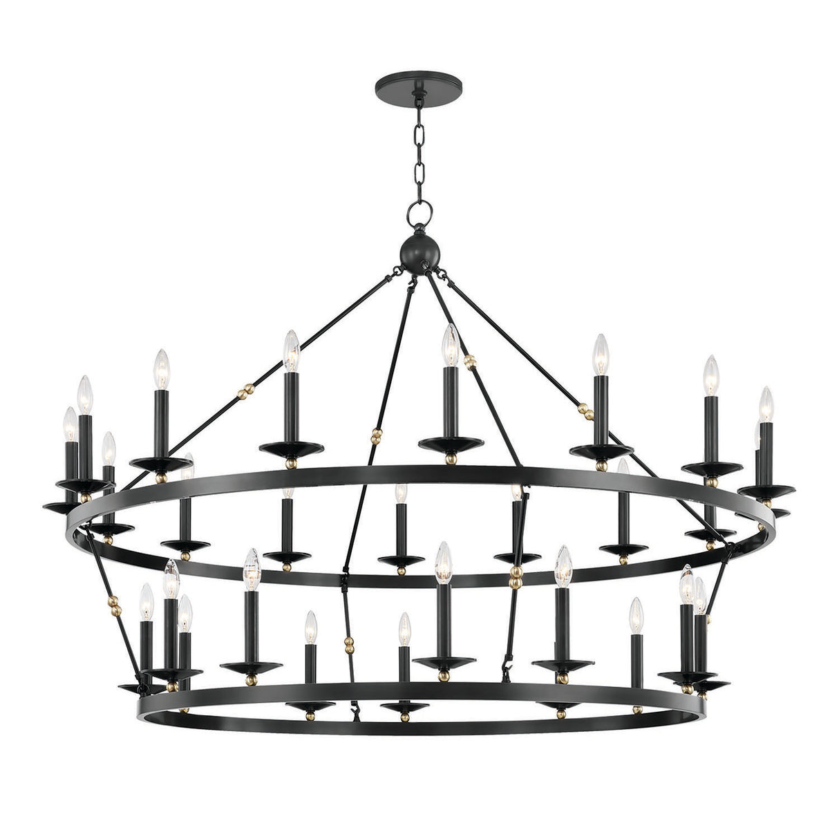 William Two-Tier Ring Chandelier 58", Old Bronze
