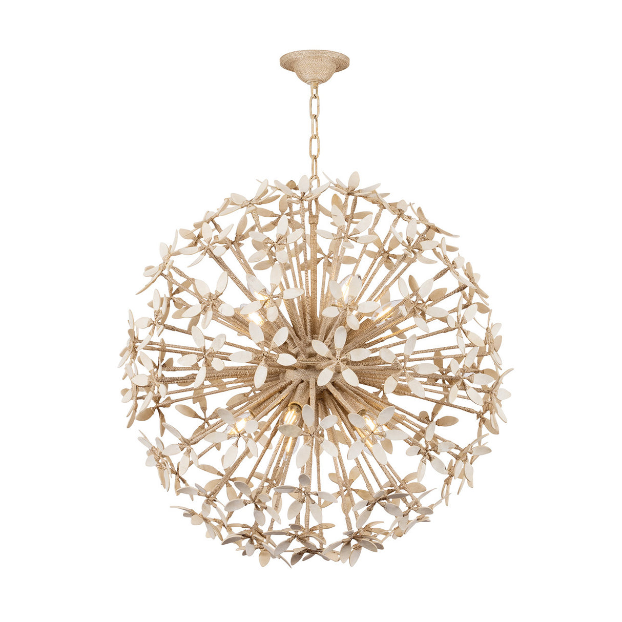 Genevieve Chandelier 30", Natural Rope and Coco Shells