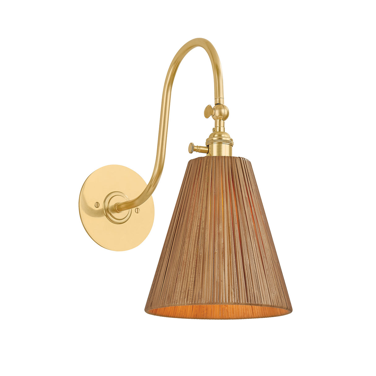 Rhiannon Wall Sconce 16", Aged Brass and Rattan