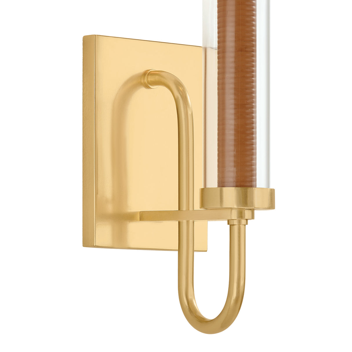 Esther Wall Sconce 14", Aged Brass with Rattan Accents