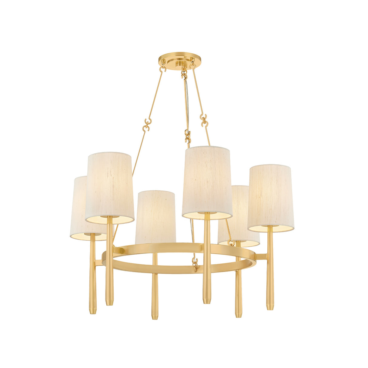 Norene 6 Light Chandelier 30", Aged Brass