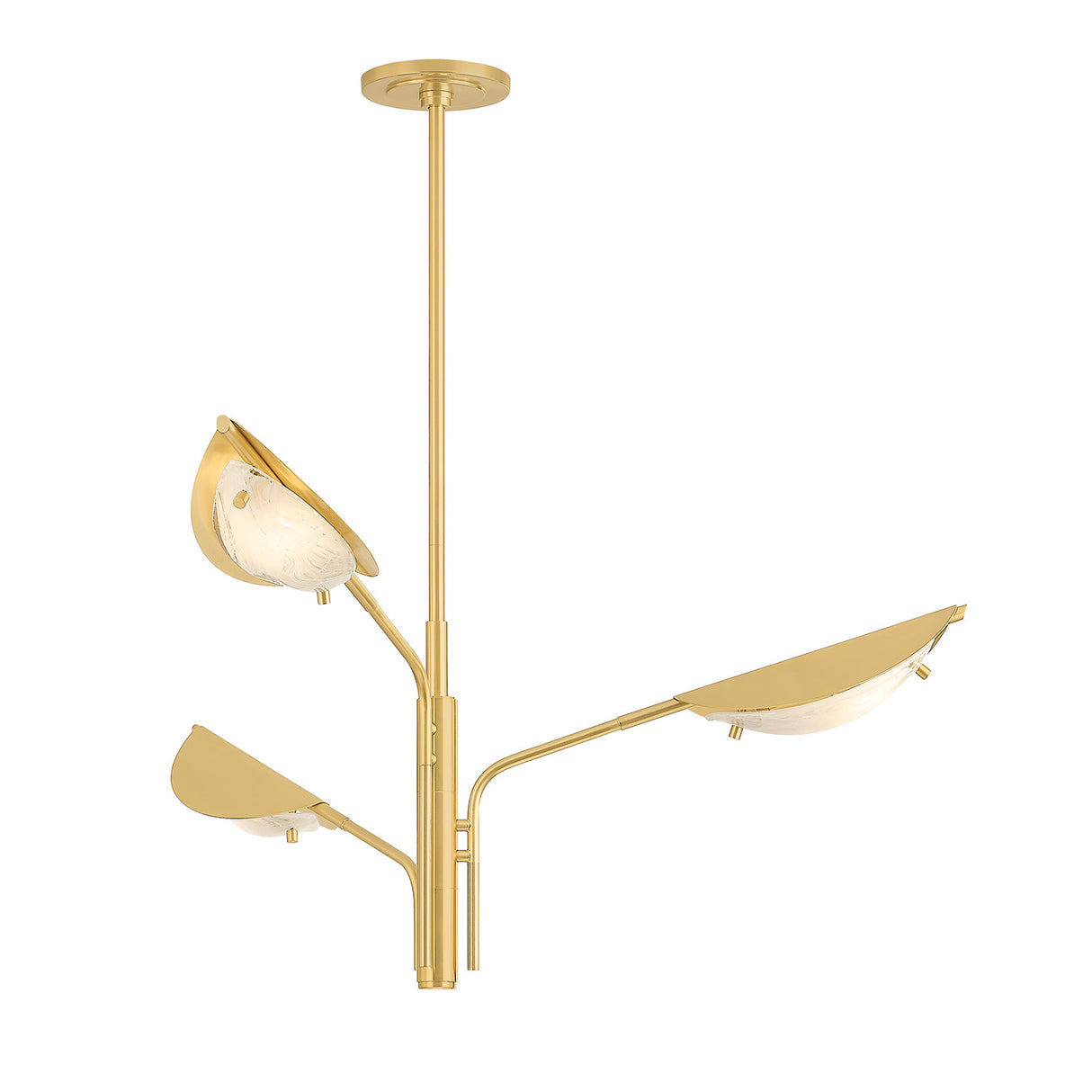 Gabrielle 3 Light Chandelier 40", Aged Brass with Art Glass