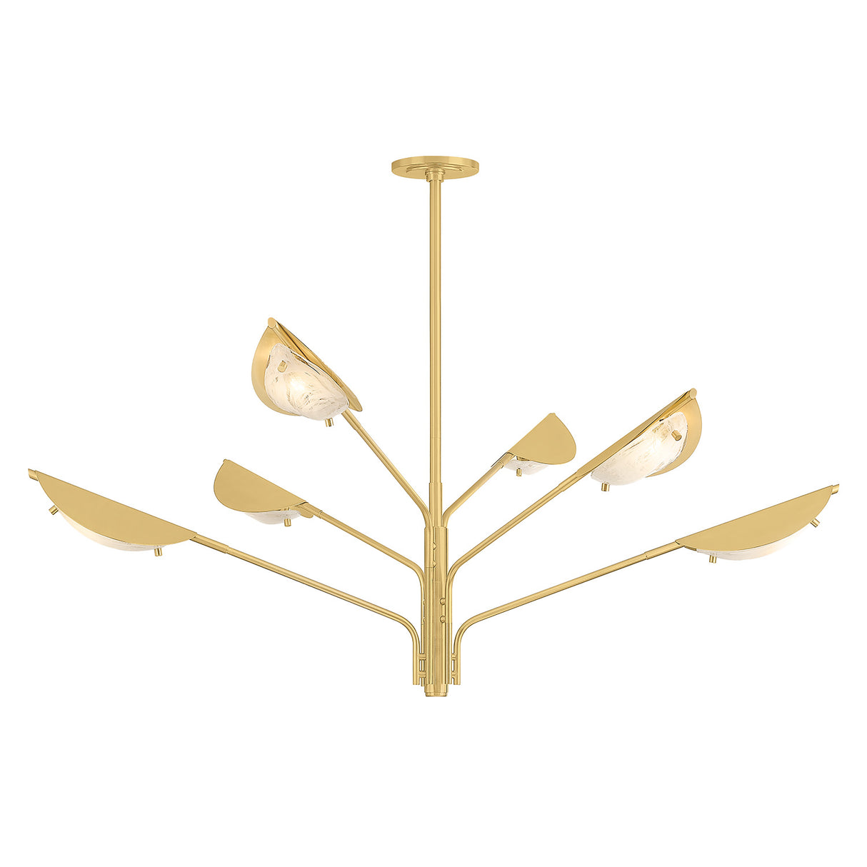 Gabrielle 6 Light Chandelier 54", Aged Brass with Art Glass