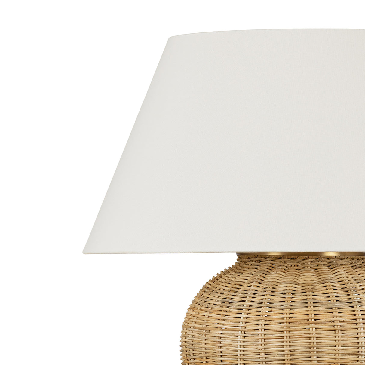 Josephine Table Lamp 29", Woven Wicker with Aged Brass Accents