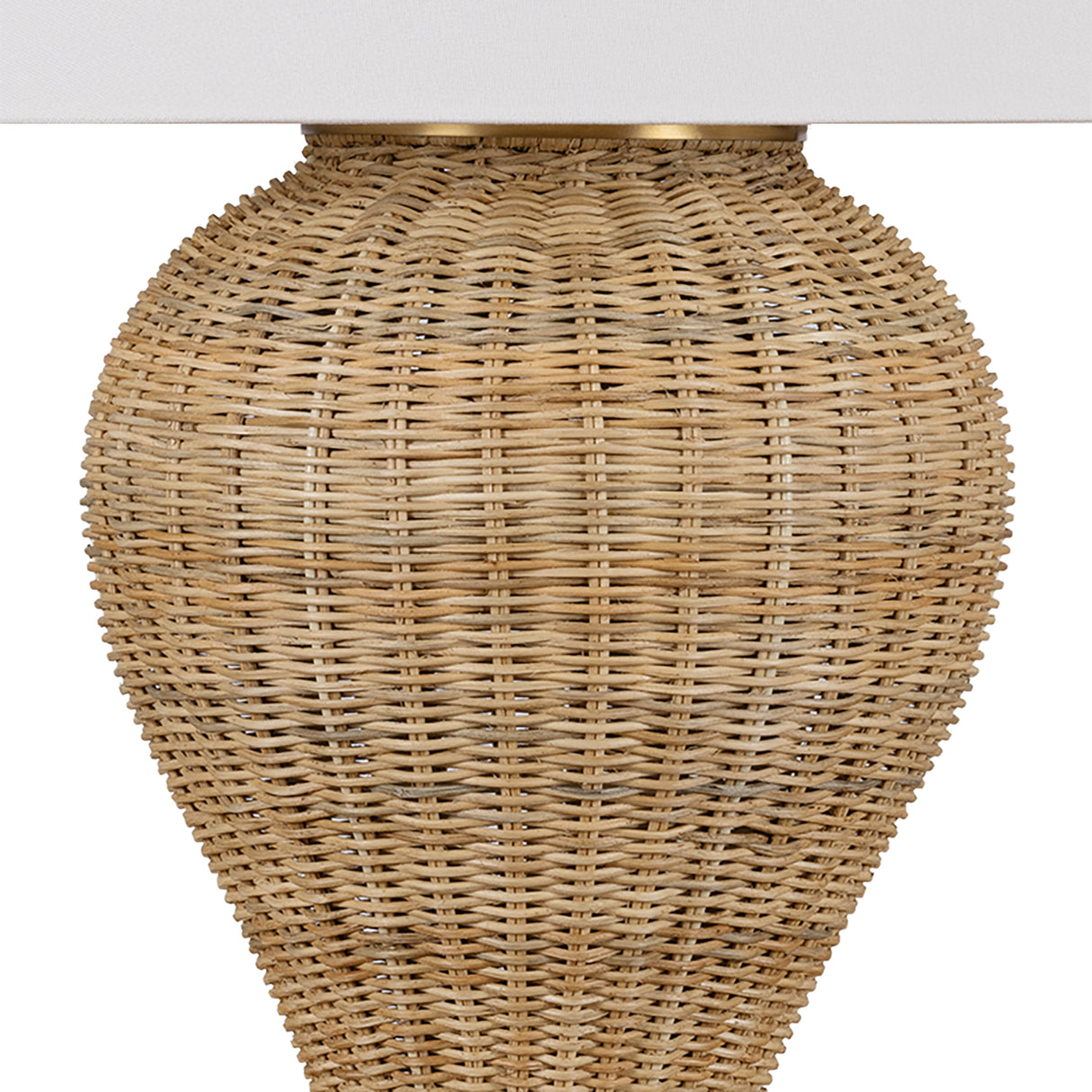 Josephine Table Lamp, Woven Wicker with Aged Brass Accents