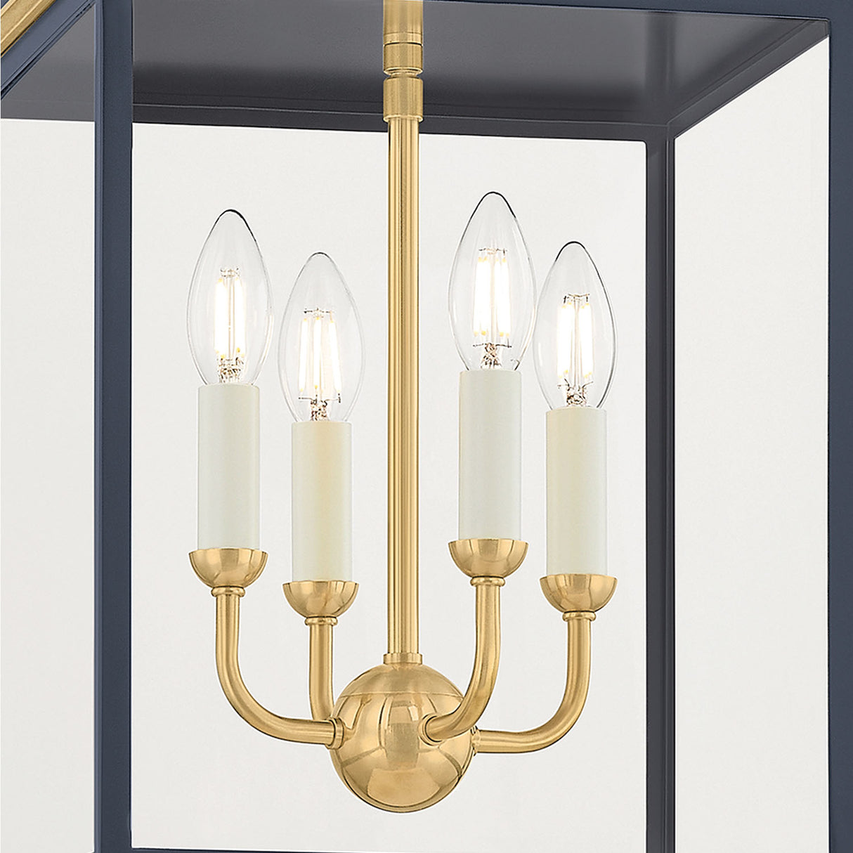 Harriet Lantern Pendant 13", Midnight Blue and Aged Brass