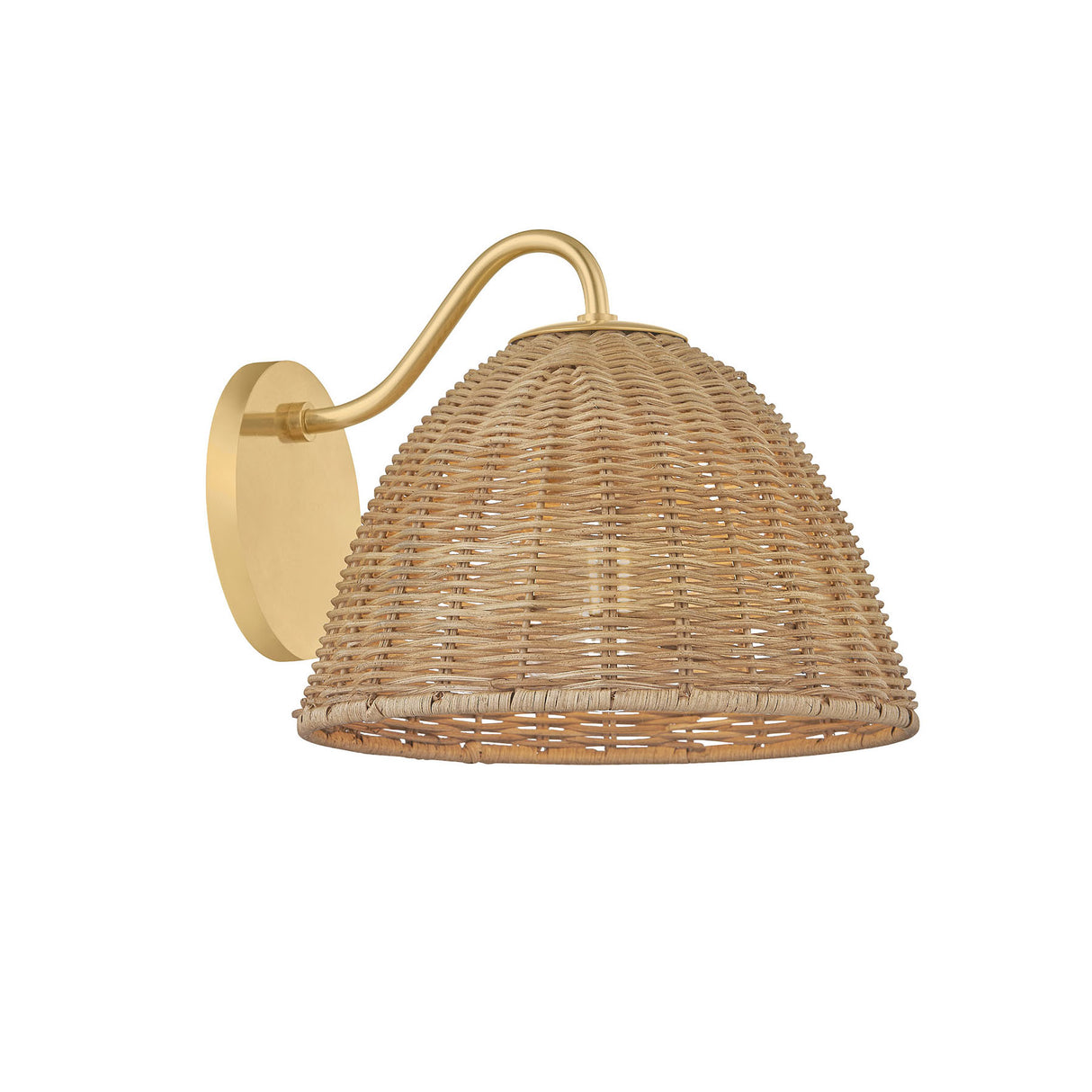 Karina Wall Sconce 8", Woven Wicker and Aged Brass
