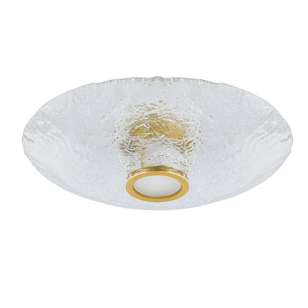 Verne LED Flush Mount 20", Aged Brass and Piastra Glass