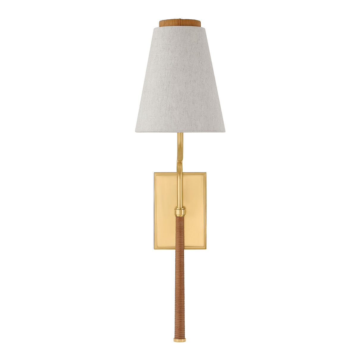 Cameron Wall Sconce 25", Aged Brass with Rattan Accents
