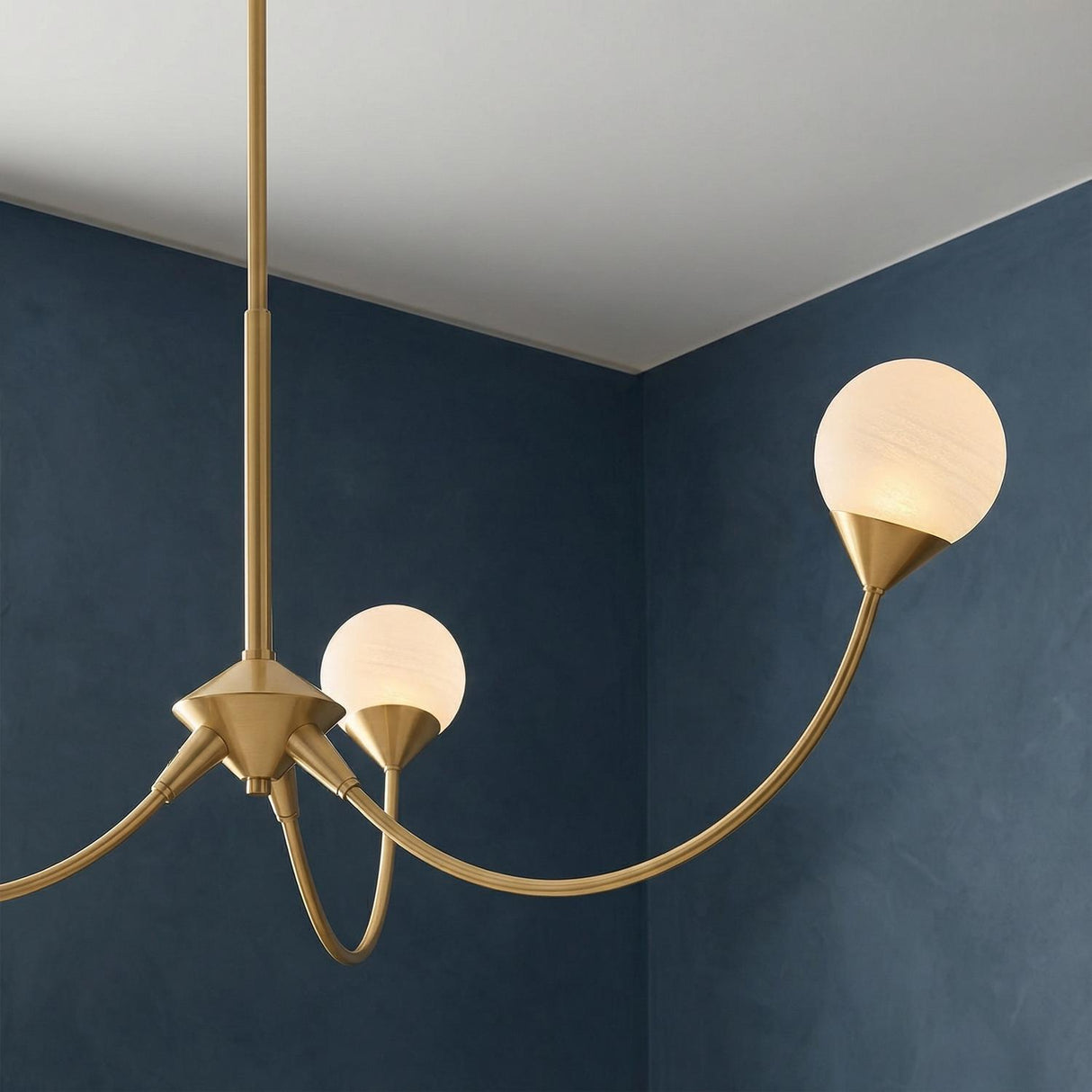 Isabella 3 Light Chandelier 36", Aged Brass with Art Glass