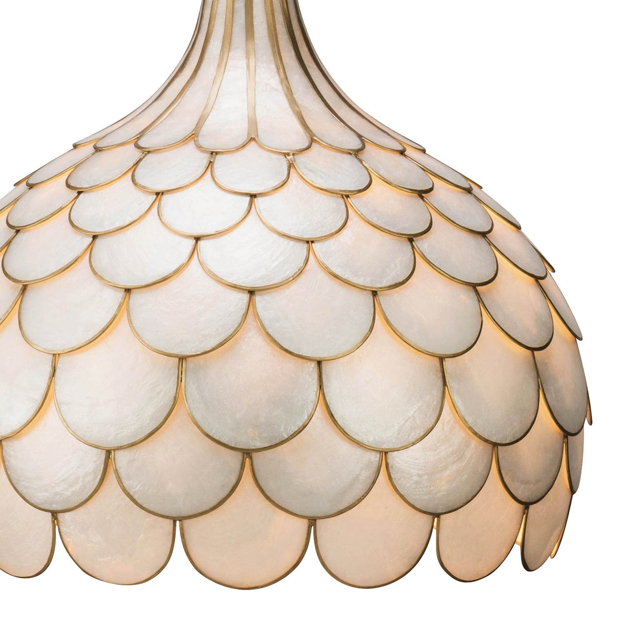 Valentina Medium Pendant 14", Soft Brass and Capiz Shell