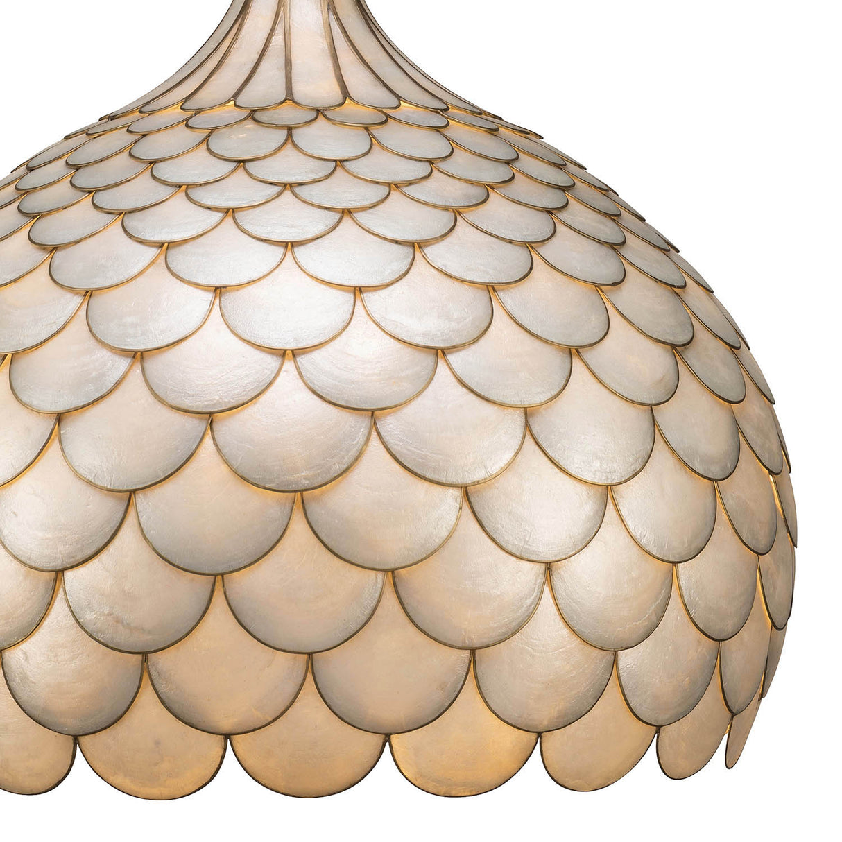 Valentina Large Pendant 21", Soft Brass and Capiz Shell