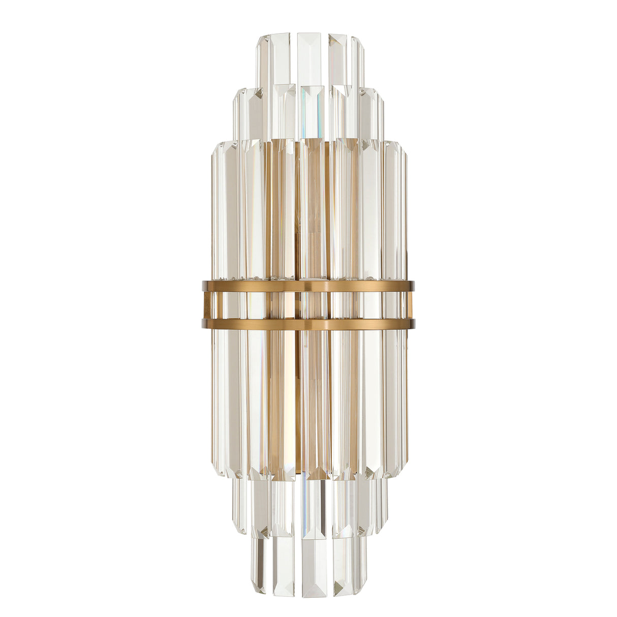 Maxwell Large Wall Sconce 20", Crystal with Aged Brass