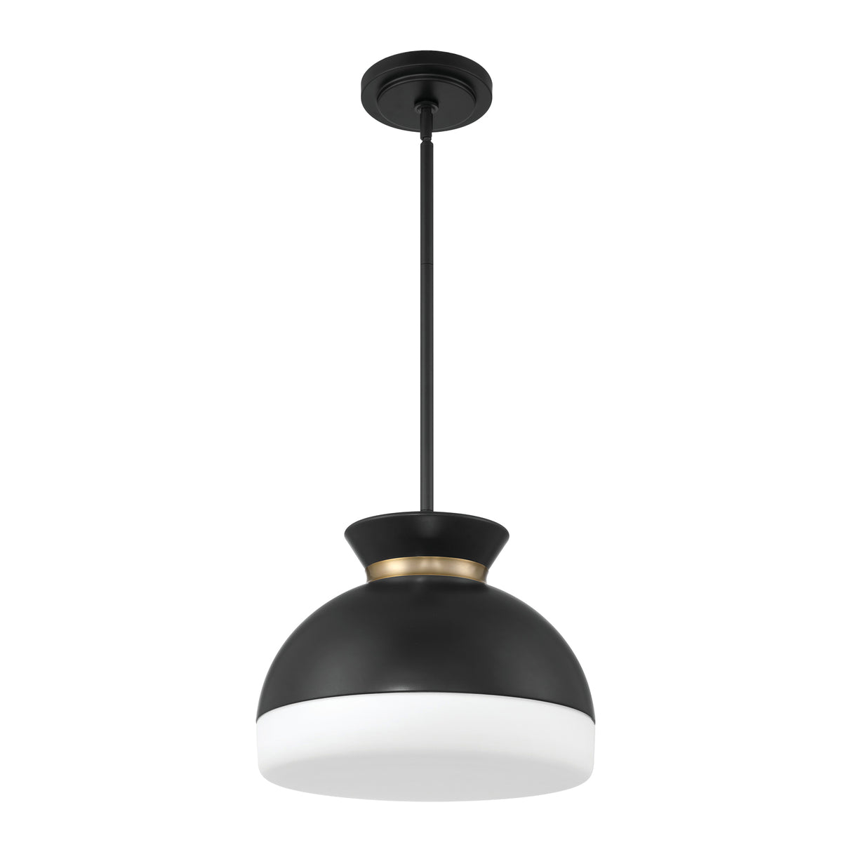 Elody Medium Pendant 15", Matte Black and Brass