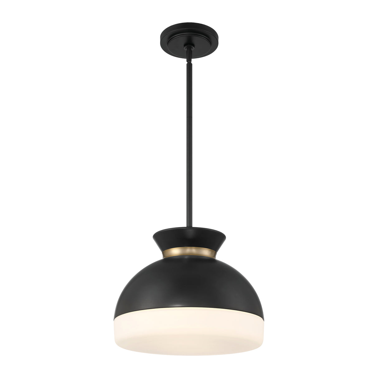 Elody Medium Pendant 15", Matte Black and Brass