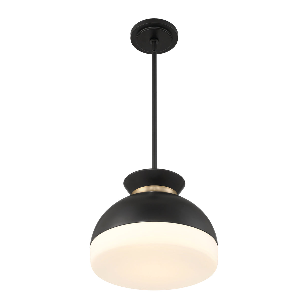 Elody Medium Pendant 15", Matte Black and Brass