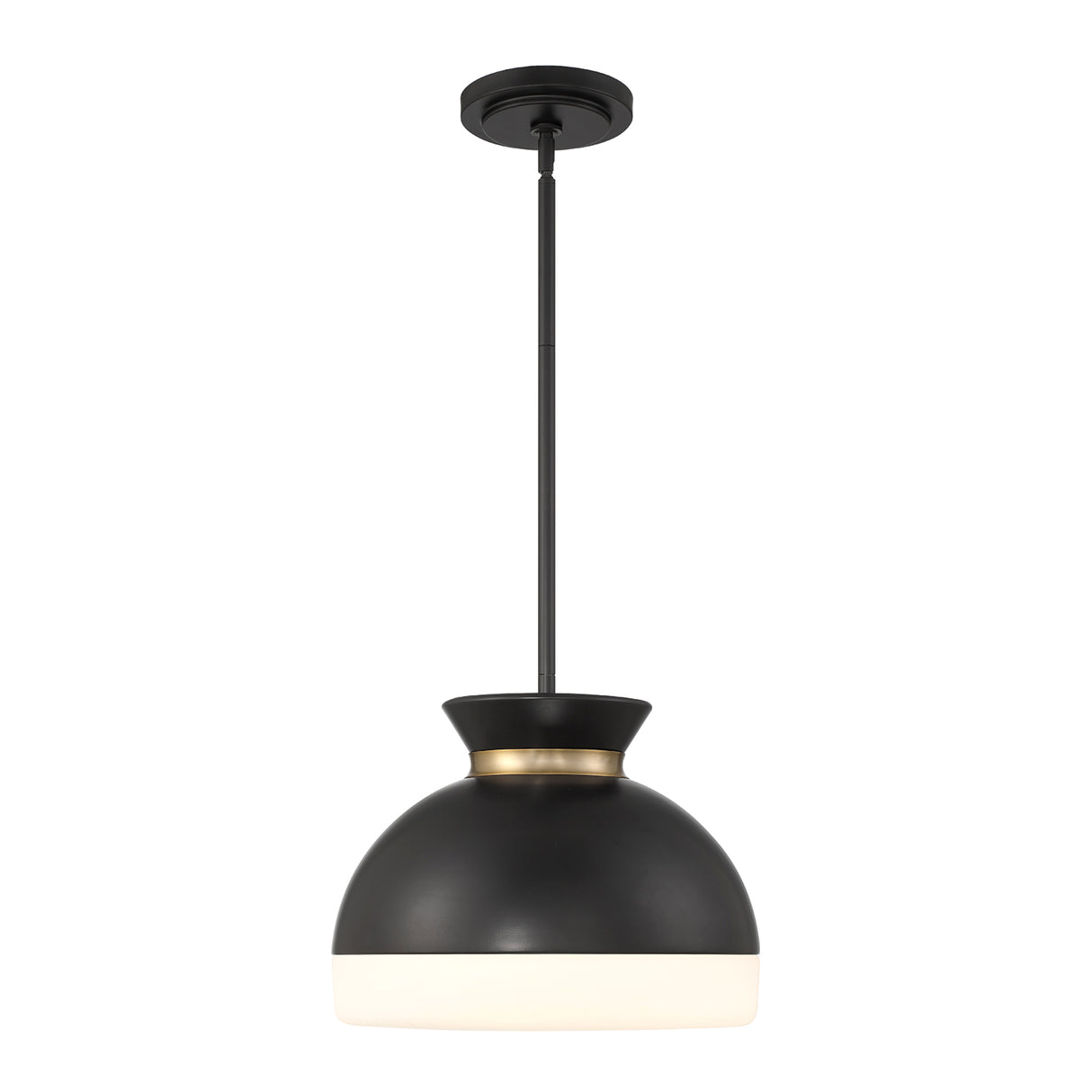 Elody Medium Pendant 15", Matte Black and Brass