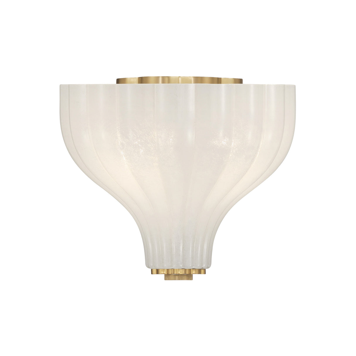 Claire Semi-Flush 10", Brass and Strie Glass