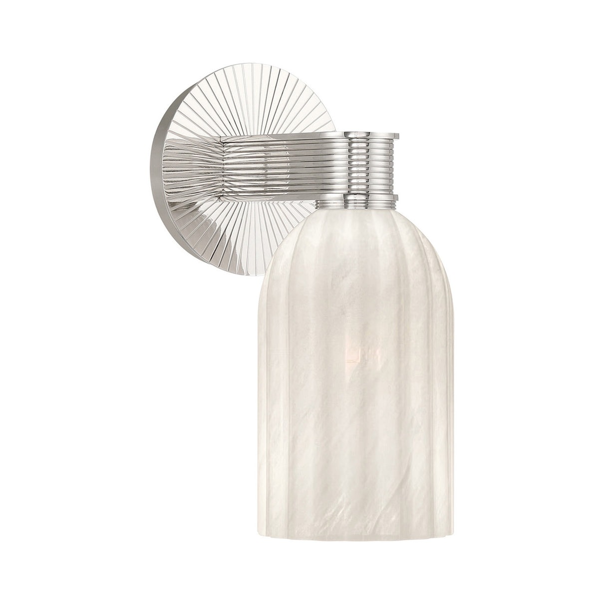 Elise Wall Sconce 11", Polished Nickel and Ribbed Strie Glass