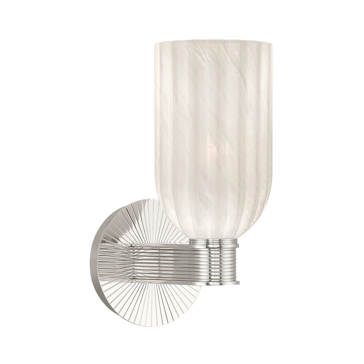 Elise Wall Sconce 11", Polished Nickel and Ribbed Strie Glass