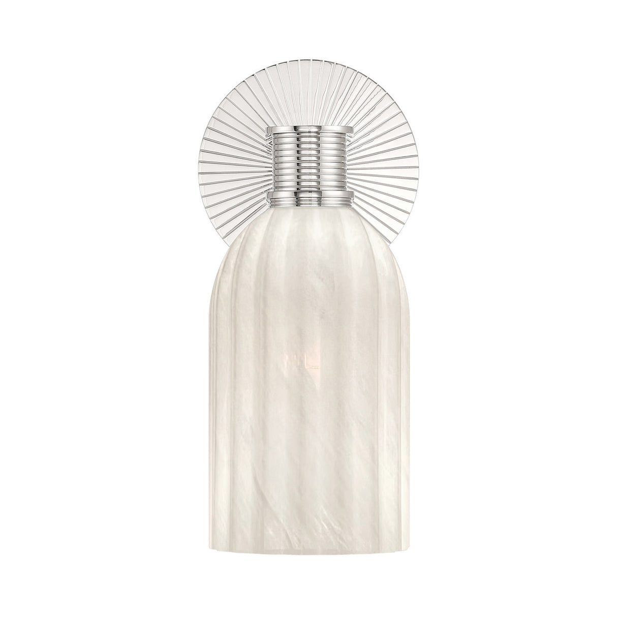 Elise Wall Sconce 11", Polished Nickel and Ribbed Strie Glass