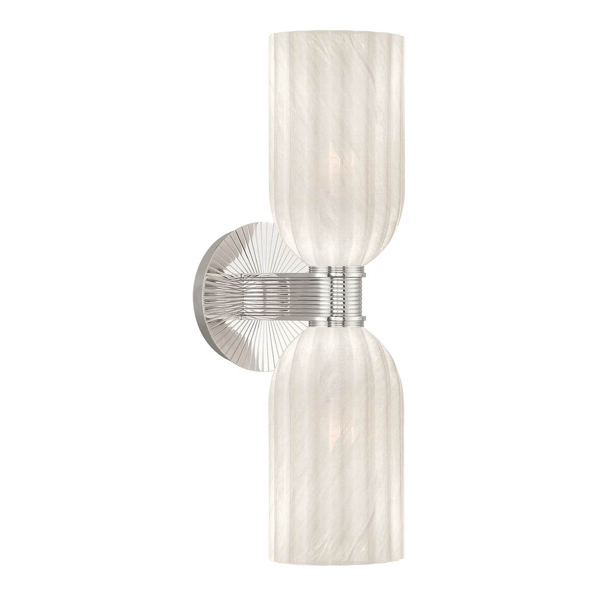 Elise 2 Light Vanity, Polished Nickel and Ribbed Strie Glass