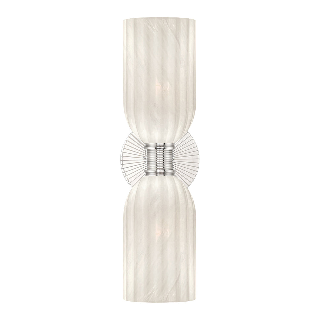 Elise 2 Light Vanity, Polished Nickel and Ribbed Strie Glass