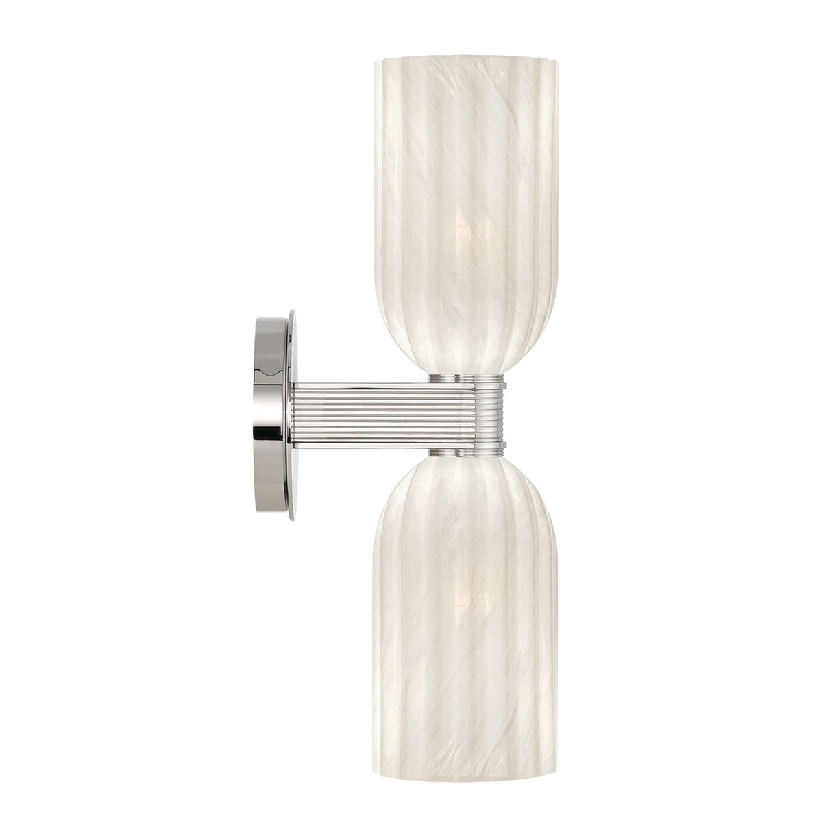 Elise 2 Light Vanity, Polished Nickel and Ribbed Strie Glass