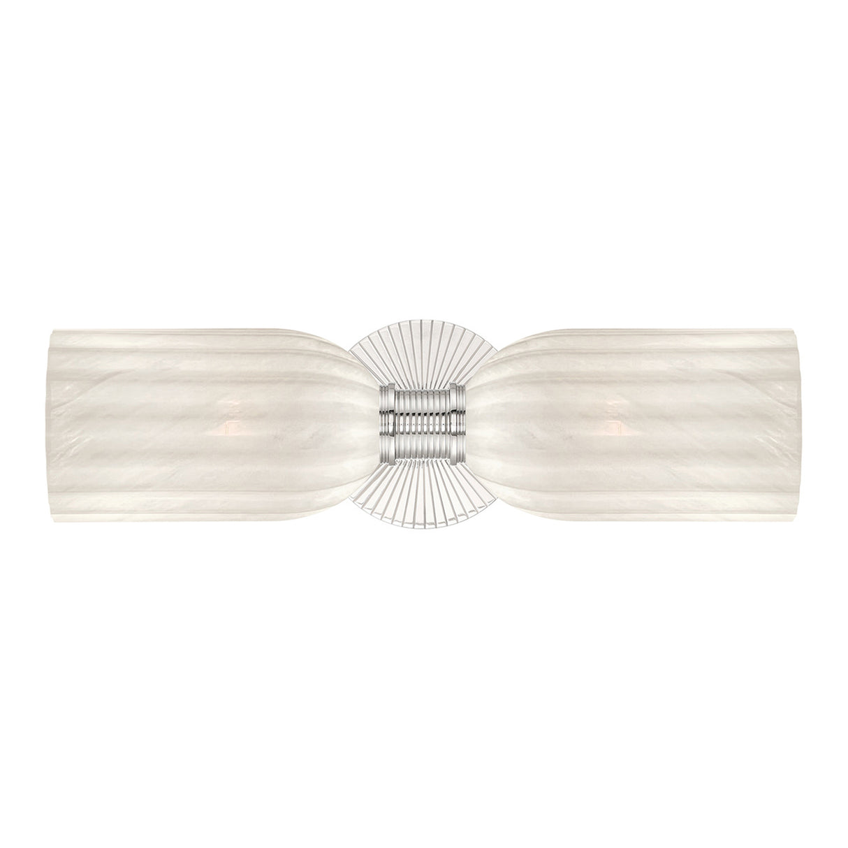 Elise 2 Light Vanity, Polished Nickel and Ribbed Strie Glass
