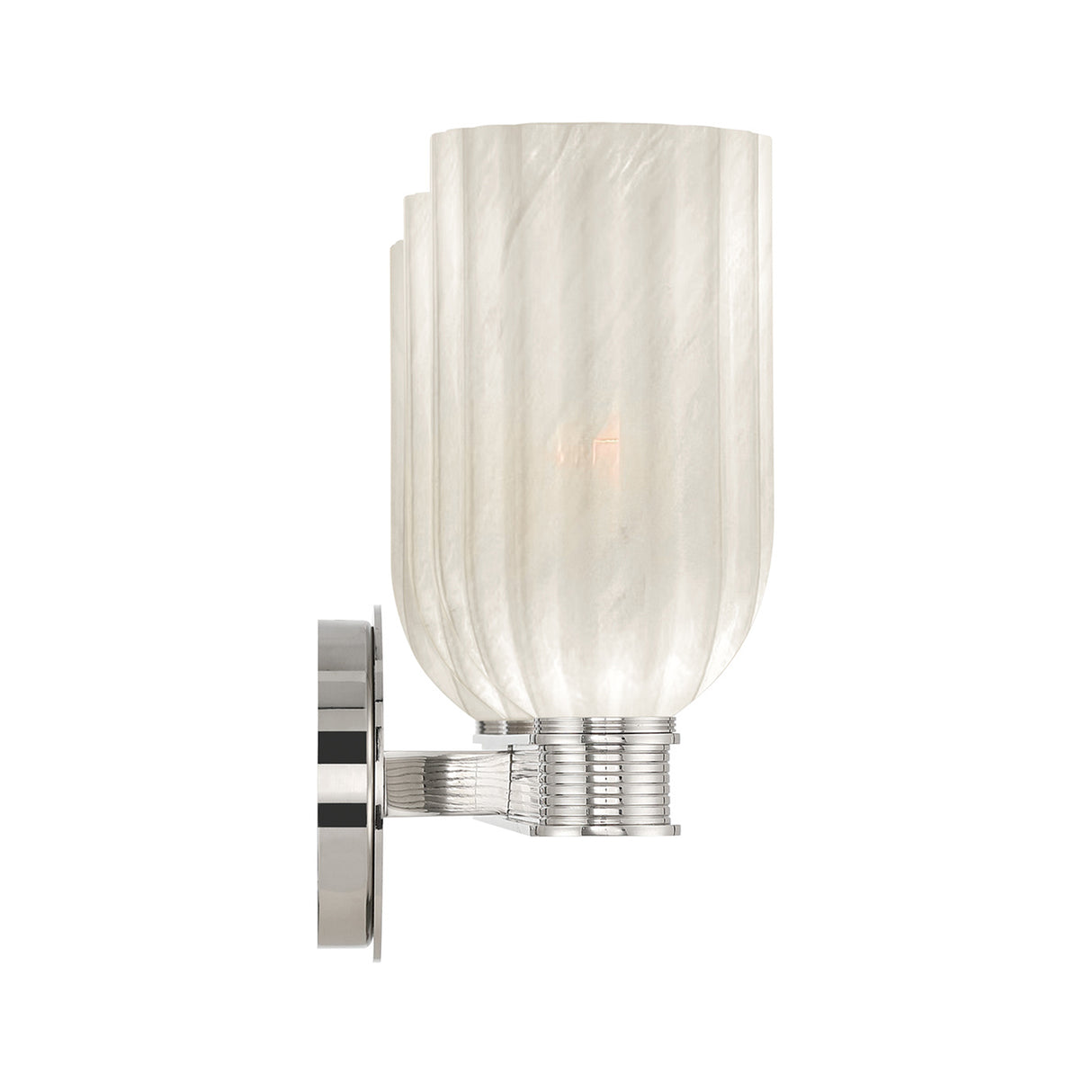 Elise 3 Light Vanity, Polished Nickel and Ribbed Strie Glass