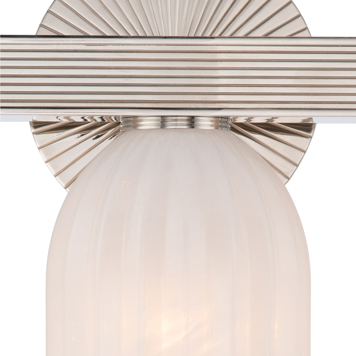 Elise 3 Light Vanity, Polished Nickel and Ribbed Strie Glass