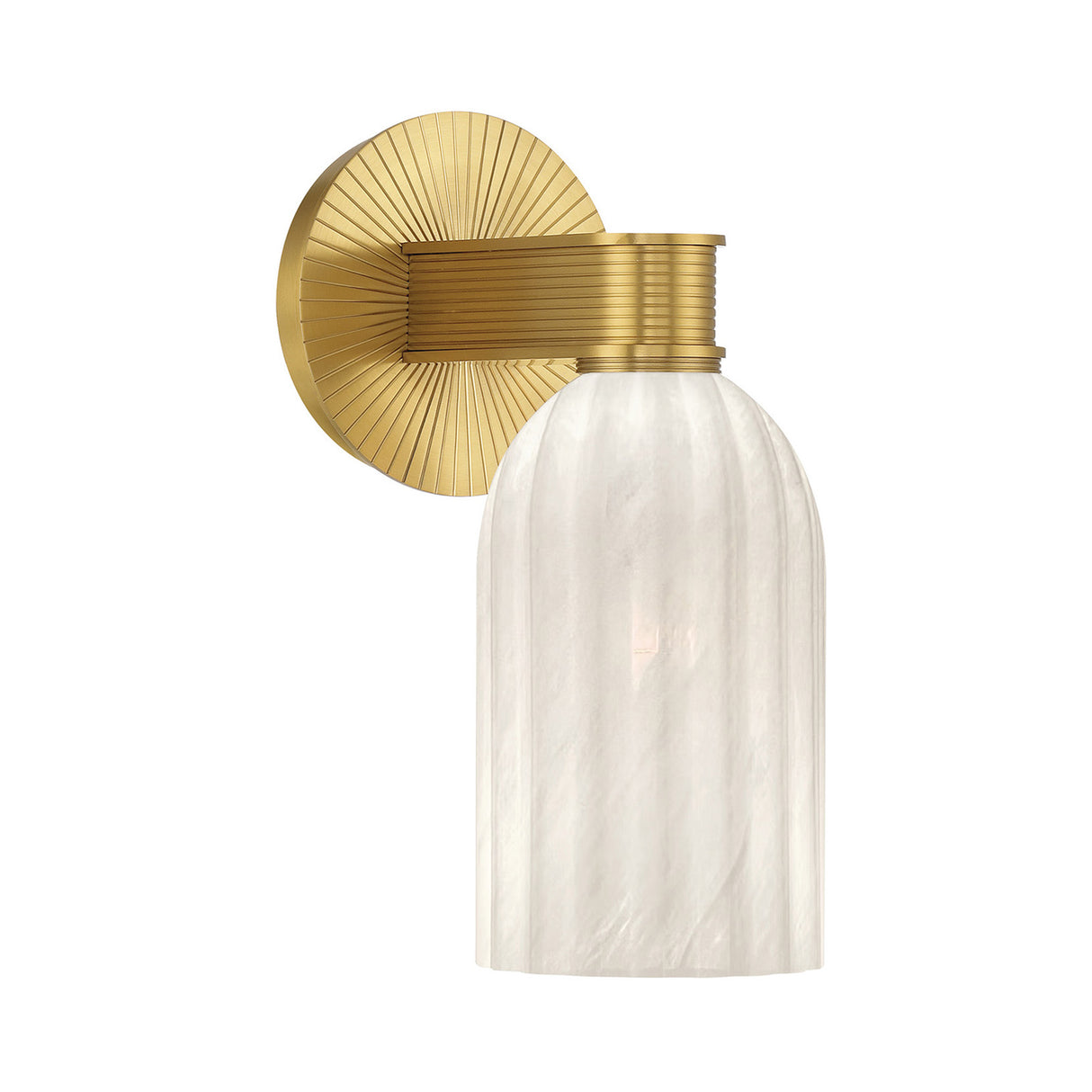 Elise Wall Sconce 11", Brass and Ribbed Strie Glass