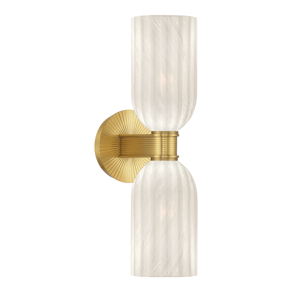 Elise 2 Light Vanity, Brass and Ribbed Strie Glass