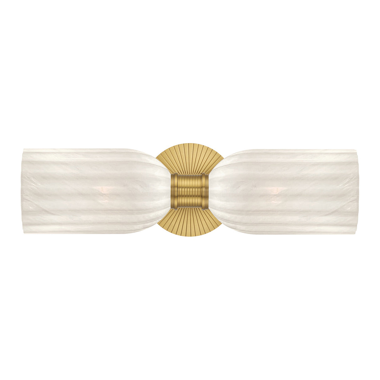 Elise 2 Light Vanity, Brass and Ribbed Strie Glass