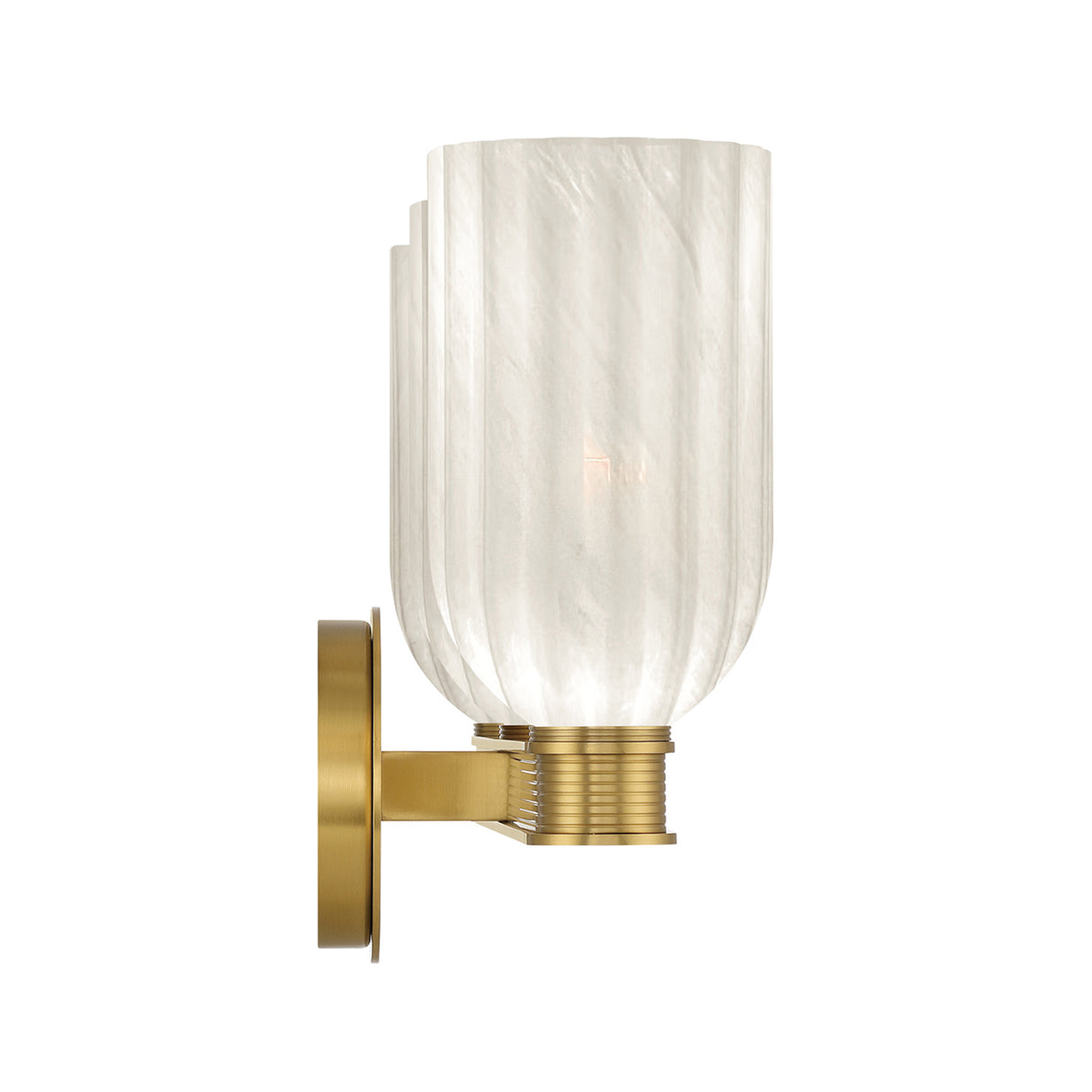 Elise 3 Light Vanity, Brass and Ribbed Strie Glass